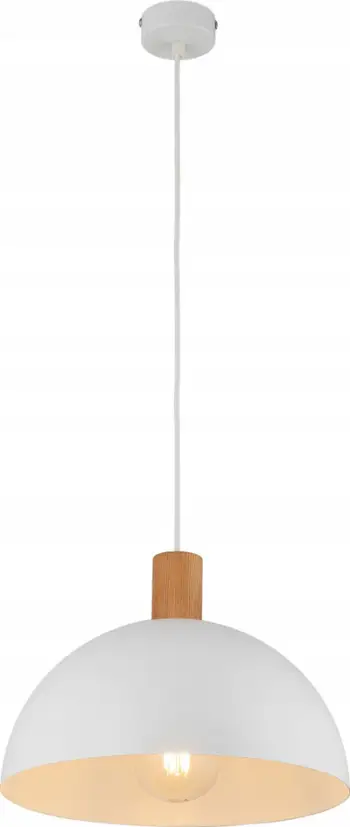 Lampë varëse OSLO White 4851, diametër 33 cm, metal dhe dru, e bardhë