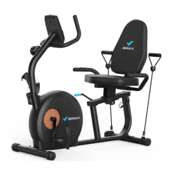 Bicikletë ushtrimesh e shtrirë Merach MR-S23B1-EU, 8 nivele rezistence, Bluetooth, e zezë