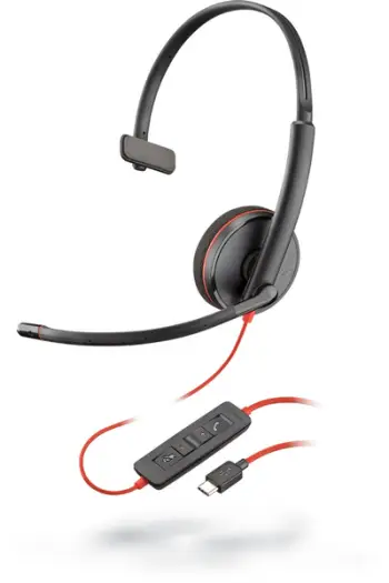 Kufje Plantronics Poly Blackwire 3215, USB-A, të zeza