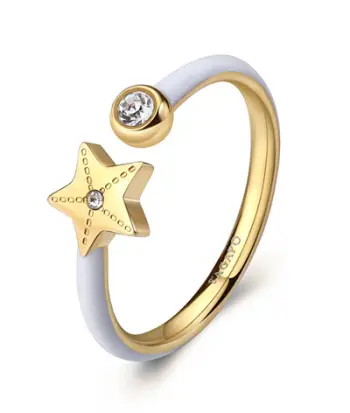Unazë për femra S'Agapõ Starfish Vibes SVB70, e artë/bardhë