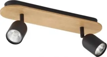 Plafonierë TK Lighting Top Wood 3291, 2 spote, GU10, dru i çelët e zezë
