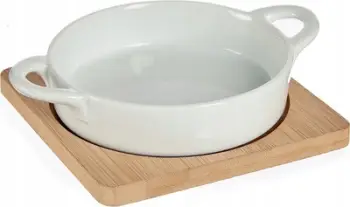 Enë qeramike Arte Regal, për pjekje dhe servirje, me bazë bambuje, e bardhë
