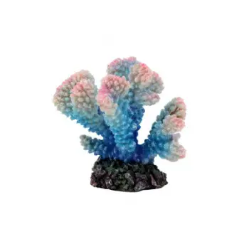 Dekor akuariumi Aqua Natura Blue Coral, 10cm, koral artificial, blu rozë