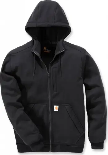 Bluzë me kapuç Carhartt Wip Wind Fighter, me fermar të plotë, Relaxed Fit, e zezë, XL