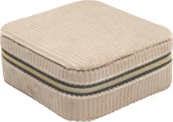 Kuti bizhuterish Corduroy Jewelry Box, 12x12x5cm, me pasqyrë, me zinxhir