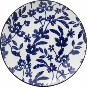 Pjatë ëmbëlsirash TKS Maria D19, porcelan, 19cm, e bardhë me blu