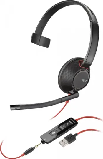 Kufje me mikrofon Poly Blackwire 5210, me kabllo, USB, e zezë