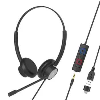 Kufje profesionale Tellur Voice 420, binaurale, USB Type C dhe 3.5mm, të zeza