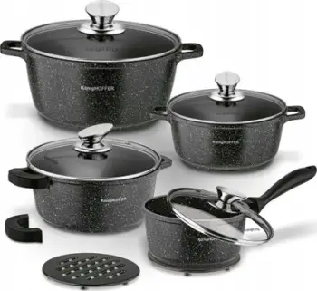 Set tenxheresh KonigHOFFER Pollo, mermer, për induksion, i zi me pika të bardha