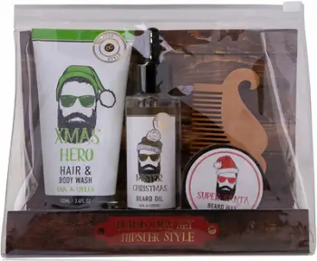 Set Accentra Hipster Style Xmas - Shampo për mjekër 95 ml + Vaj për mjekër 50 ml + Dyll për mjekër 20 g + Krehër për mjekër