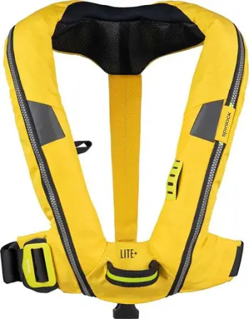 Jelek shpëtimi pneumatik Spinlock Deckvest Lite Plus 170N, me parzmore sigurie, i verdhë