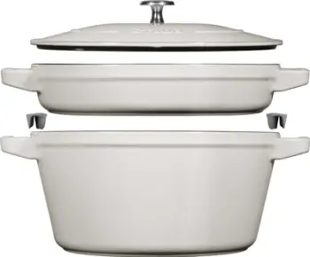 Set tenxheresh gize STAUB 40508-385-0, 2 copë, me kapak, e bardhë White Truffle
