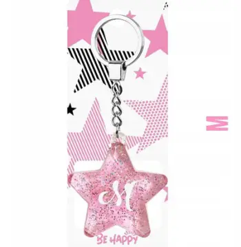 Varëse çelësash Keyring Star M, akrilik dhe metal, rozë me shkëlqim
