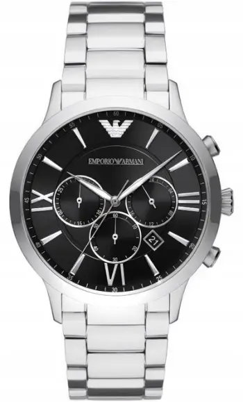 Orë dore Emporio Armani Chronograph, 43mm, çelik inox, e zezë