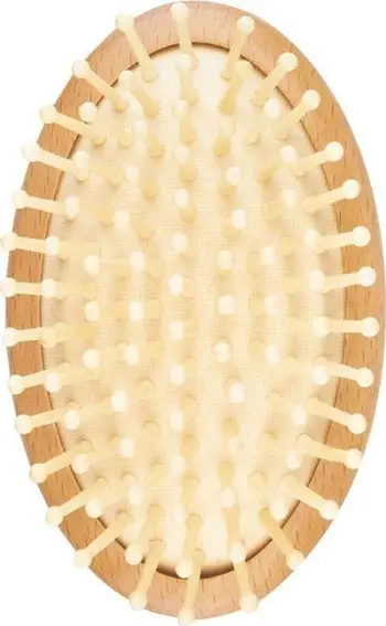 Furçë flokësh Wooden Hair Brush Mini, kompakte, trup druri, bezhë