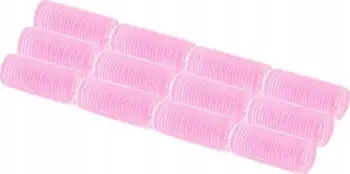 Rula flokësh Flat Velcro, 2.5 cm, set 12 copë, rozë