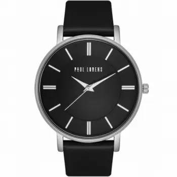 Orë meshkujsh Paul Lorens PL10401A-1A1, mekanizëm quartz, rrip lëkure, e zezë