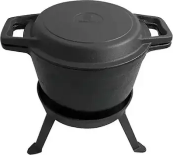 Tenxhere gize Kinghoff Cast Iron, 5L, kapak grill, e zezë