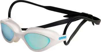Syze noti Arena 365 Goggles Mirror, lente të pasqyruara, rrip i dyfishtë, të bardha blu e zeza