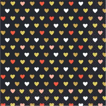 Lecka letre Hearts, 3 shtresa, 33x33 cm, 20 copë, sfond i zi