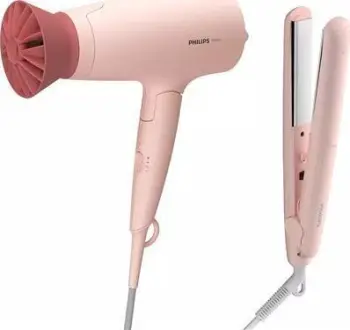 Set stilimi flokësh Philips 3000 Series BHP398/00, tharëse dhe piaster, rozë
