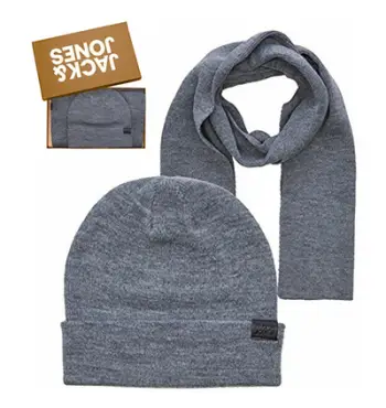 Set shall & kapelë Jack&Jones JACJOLLY 12163827 Gray Melange