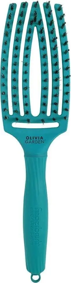 Furçë flokësh Olivia Garden Fingerbrush Care Iconic, qime derri dhe najloni, Blue Lagoon
