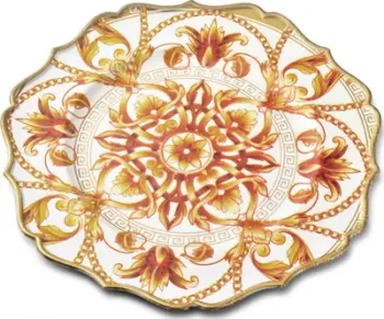 Pjatë dekorative Mondex Blanche, 33x33 cm, polipropilen, e bardhë me ari