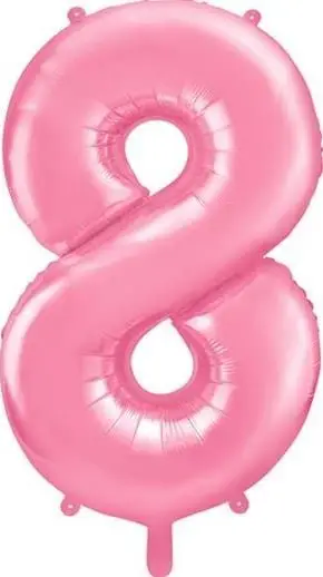 Balon dekorativ PartyDeco Numri 8, 86cm, folie, rozë