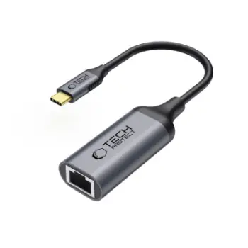 Adapter USB C në Ethernet Tech-Protect UltraBoost, RJ45, 1 Gbps, i zi