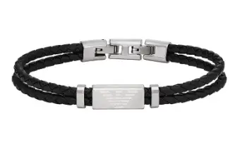 Byzylyk për meshkuj Emporio Armani EGS3122040, i zi/ i argjendtë