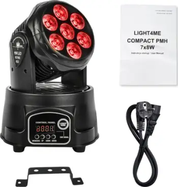 Reflektor i lëvizshëm LED Light4Me COMPACT PMH 7x8W, RGBW, DMX512, i zi