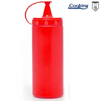 Shishe dozatore salcash Heinner Chef Line, 1000 ml, plastike, e kuqe