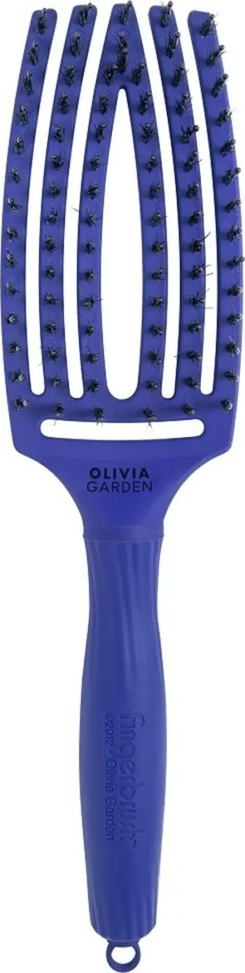 Krehër flokësh Olivia Garden FingerBrush Combo Medium, qime natyrale dhe najloni, blu Blue Jeans