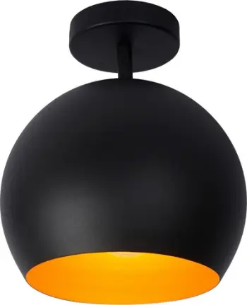 Llambë tavanore Lucide Bink, 24.5cm, 1xE27, e zezë