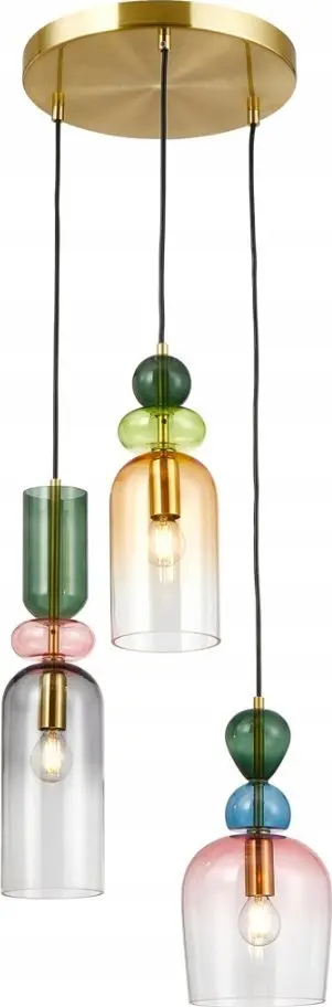 Lampë varëse Italux Manso PND-37462-3A-MC-GD, 3xE14, shumëngjyrëshe, ar e artë