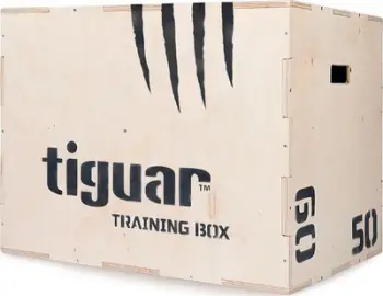 Kuti pliometrike Tiguar Training Box, 50 60 75 cm, dru, ngjyrë natyrale