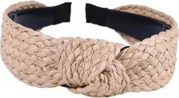 Qafore flokësh BQ47 Rattan, gjerësi 4 cm, nyjë dekorative, bezhë