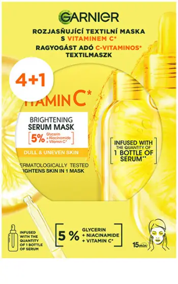 Set maskë për fytyrë me Vitamin C Garnier, 5 copë
