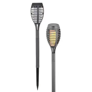 Lampë kopshti solare Saska Garden Torch, 12 LED, efekt flakë, gri