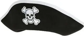 Kapele pirati PartyDeco Pirate Hat White Trims, madhësia 60 cm, e zezë