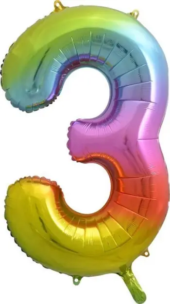 Balonë folje GoDan numri 3, 92 cm, shumëngjyrëshe