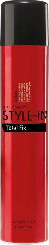 Llak flokësh Inebrya Style-in Total Fix, fiksim ekstra i fortë, 750ml, i kuq