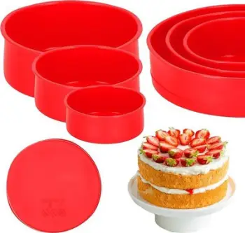 Set forma pjekjeje Springos Silicone Baking Pan, silikon, 3 copë, e kuqe