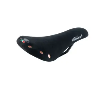 Selë biçiklete Canard Saddle, shina çeliku, lëkurë nubuck, e zezë