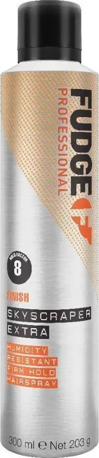 Llak flokësh Fudge Skyscraper Extra, fiksim shumë i fortë, 300ml, i argjendtë