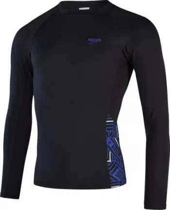 Bluzë rashguard për meshkuj Speedo ECO Endurance+ Splice, mëngë të gjata, UPF40+, e zezë blu