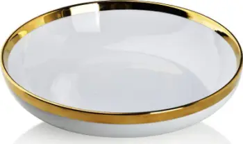 Pjatë dekorative BASIC Decorative Bowl, porcelan, 25 cm, e bardhë me buzë ari