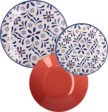 Set darke Rose&amp;Tulipani Sea Breeze, 6 persona, model me lule blu, koral