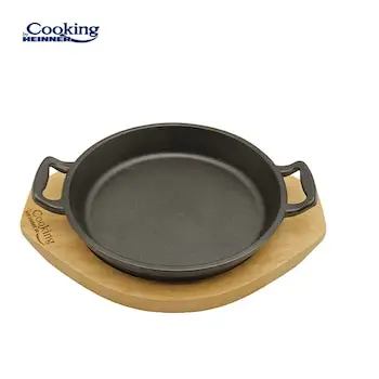 Tigan gize Heinner Cooking, 20cm, me bazë druri, i zi